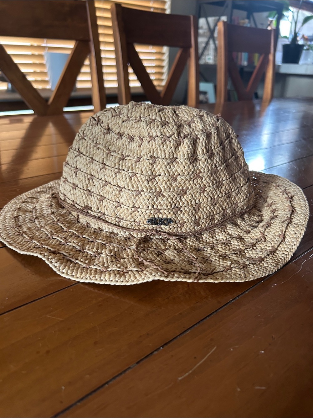 ROXY Woven Straw Sun Hat Brown Beige One Size